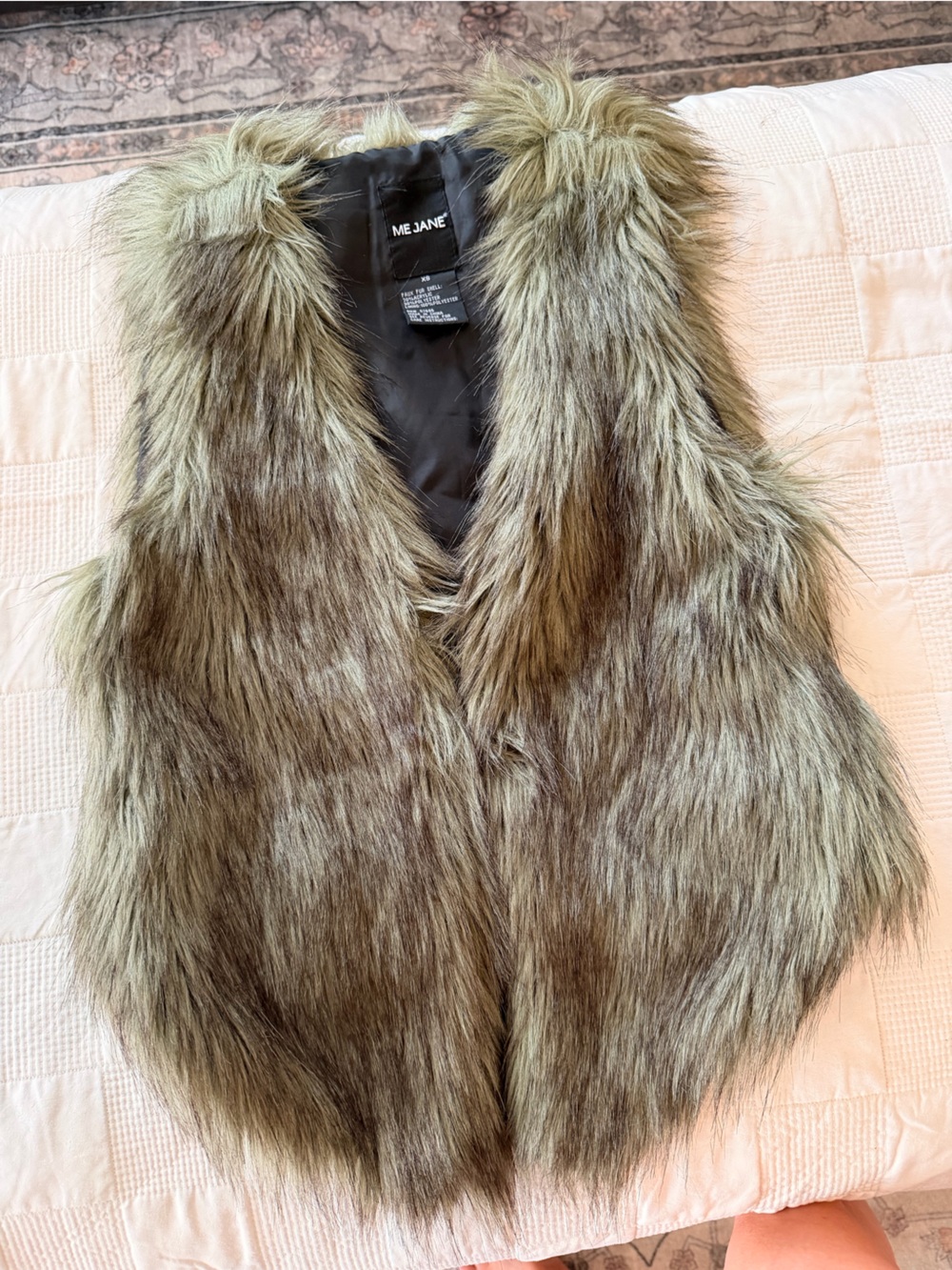 Me Jane Furry Coat XS Green and Black